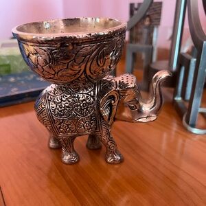 Intricately Designed Silver Elephant Holder